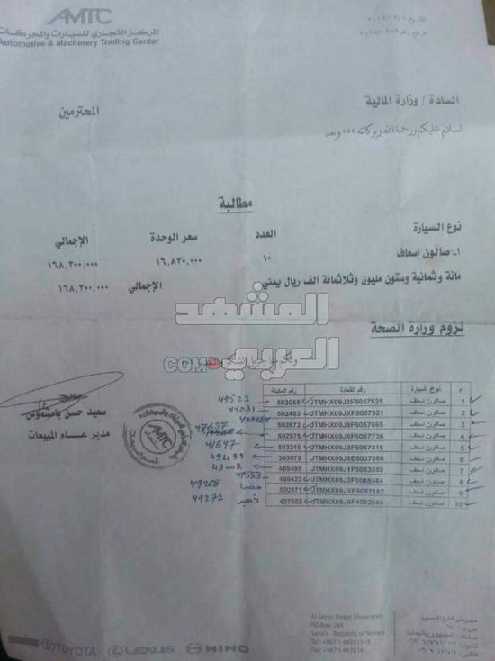 مليشيا الحوثي تستولي على صفقة سيارات حديثة تم توريدها لحساب وزارة الصحة