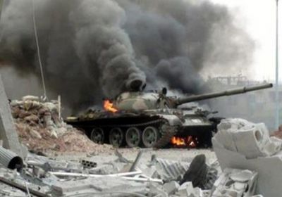 طيران التحالف العربي يدمر دبابة للمليشيات في مكيراس