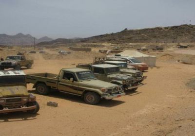 قوات النخبة الشبوانية  تضبط عدد من سيارات تهريب الافارقة بالقرب من منطقة الرحيل