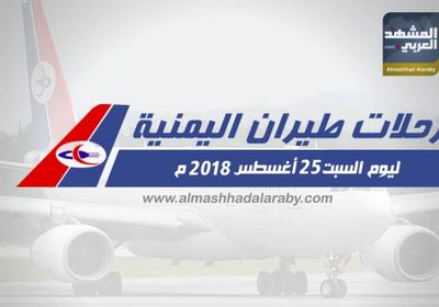 انفوجرافيك.. مواعيد رحلات طيران اليمنية ليوم غدا السبت ٢٥ اغسطس 2018م 