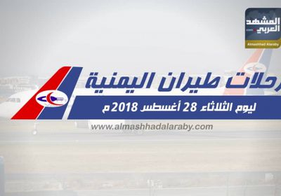 انفوجرافيك.. مواعيد رحلات طيران اليمنية ليوم غدا الثلاثاء 28 أغسطس 2018م 