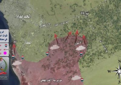 شاهد.. خريطة تكشف تقهقر الحوثيين بالحديدة