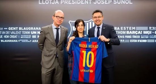 نادي برشلونة يهنئ نادية مراد بحصولها على جائزة نوبل للسلام