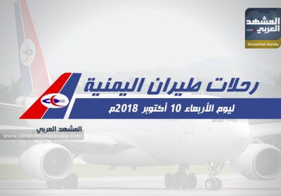 انفوجرافيك.. مواعيد رحلات طيران اليمنية ليوم غد الأربعاء 10 أكتوبر