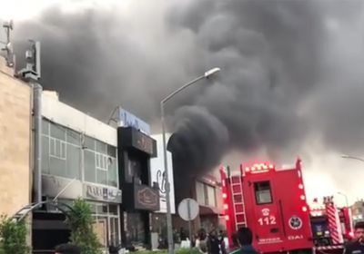 حريق بمنطقة الضجيج في الكويت «شاهد»