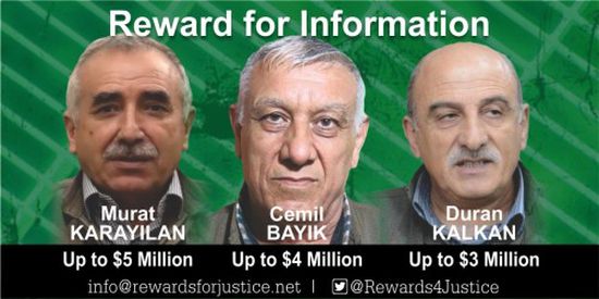 أمريكا تعرض ملايين الدولارات مقابل معلومات عن قادة الحزب الكردستاني