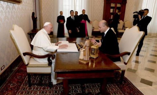 الرئيس العراقي  يشكر بابا الفاتيكان على حفاوة الاستقبال