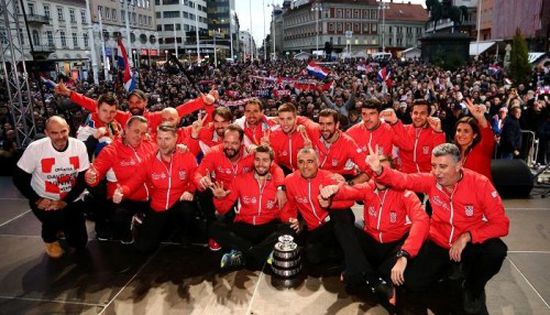 احتفالات جنونية في كرواتيا بعد الفوز بكأس ديفيز