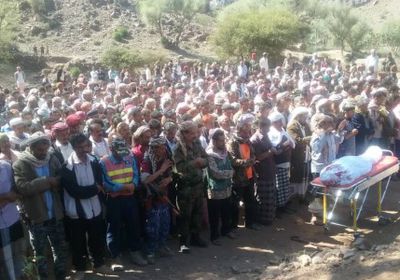 الضالع تشيع الشهيد العقيد "ناصر مسعد" قائد الكتيبة 11 إلى مسقط رأسه في جحاف