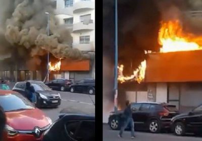 حريق ضخم في المركز التجاري بالدار البيضاء فى المغرب 