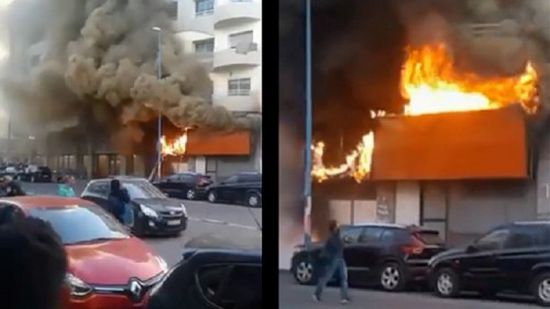 حريق ضخم في المركز التجاري بالدار البيضاء فى المغرب 
