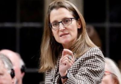 وزيرة الخارجية الكندية: أؤيد رئيس الوزراء بنسبة 100%