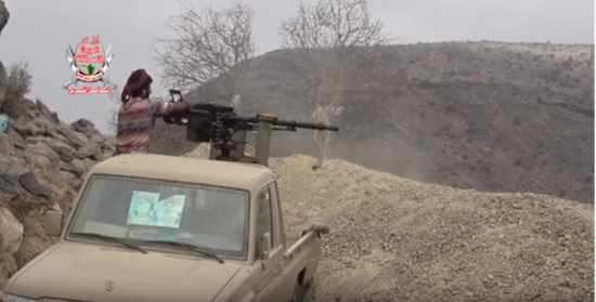 قوات العمالقة تؤمن وادي المقصب في البرح  بعد تحريره من مليشيات الحوثي (فيديو)