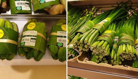 محل في تايلاند يستخدم أوراق الموز لتغليف المنتجات بدلا من البلاستيك (صور)
