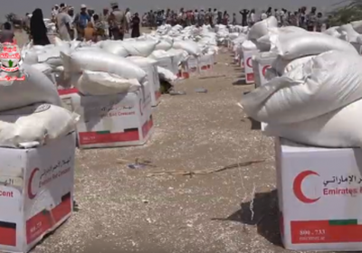 الهلال الإماراتي يوزع 500 سلة غذائية على الأهالي والنازحين في الدريهمي (فيديو)