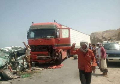 مصرع شخصين جراء حادث تصادم مروع في بروم بالمكلا