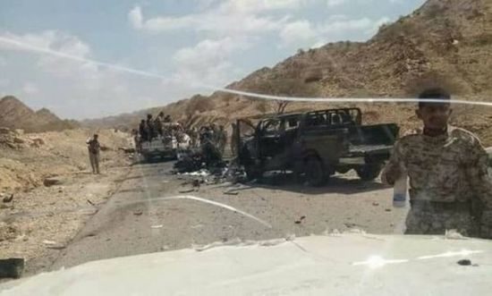 انفجار عبوة ناسفة بالقرب من طقم أمني بالمحفد