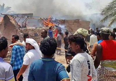 فرق الإطفاء بسقطرى تخمد حريق بأحد المنازل في وقت قياسي (صور)