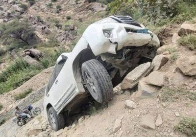 عضو بارز بهيئة الانتقالي ينجو من حادث مروع بيافع (صور)