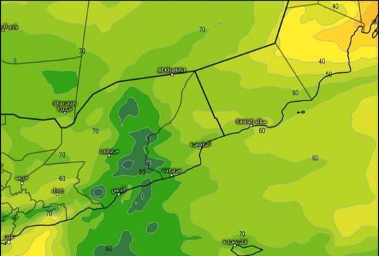 توقعات باستمرار هطول الأمطار على بعض مناطق المهرة وحضرموت وشبوة