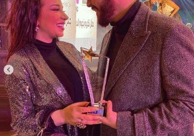 أسما شريف منير تهنئ زوجها بعد تكريمه بحفل قنوات النيل المتخصصة