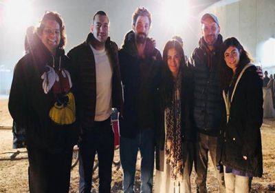 صبا مبارك بصحبة معز مسعود من كواليس فيلم "أميرة"