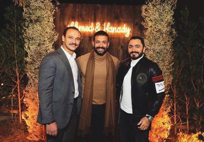 تامر حسني يحضر حفل خطوبة هنادي مهنا وأحمد خالد صالح (صور)