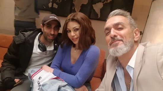 فراس سعيد بصحبة هيفاء وهبي في كواليس "أسود فاتح"