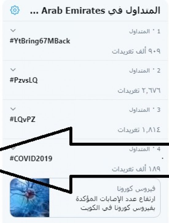  فيروس كورونا يتصدر تويتر بهاشتاج # COVID2019