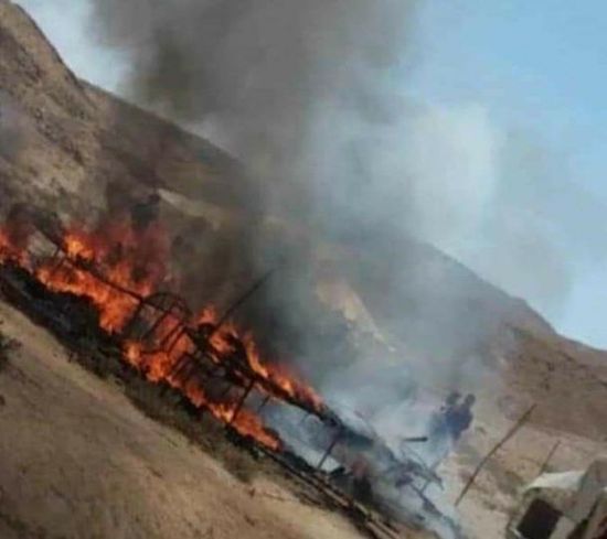 انفجار شاحن جوال يحرق خيمة معلمين بالمهرة