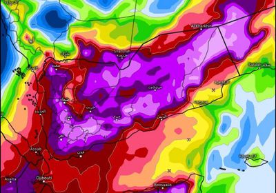 أمطار رعدية غزيرة على حضرموت وشبوة والمهرة