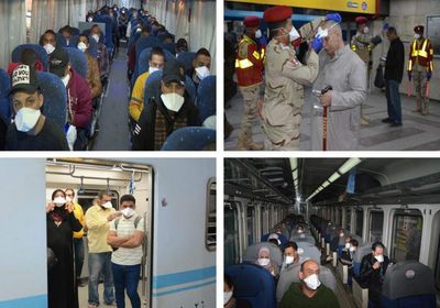 القوات المسلحة المصرية توزع الكمامات الطبية الواقية على المواطنين في المحطات الرئيسية