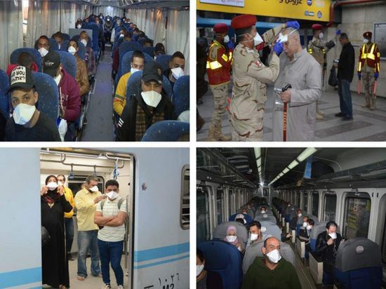 القوات المسلحة المصرية توزع الكمامات الطبية الواقية على المواطنين في المحطات الرئيسية