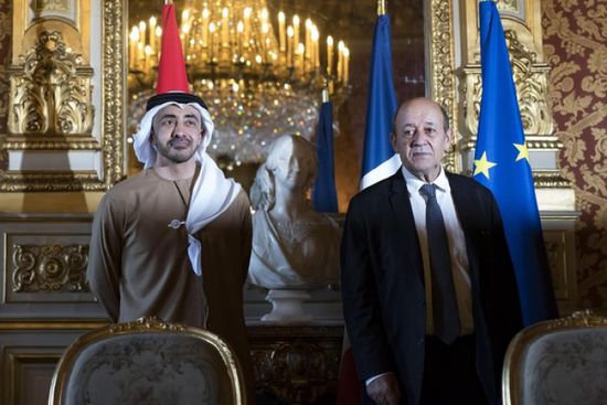 وزيرا خارجية الإمارات وفرنسا يعلنان دعمهما للمبادرة المصرية لإنهاء الأزمة الليبية