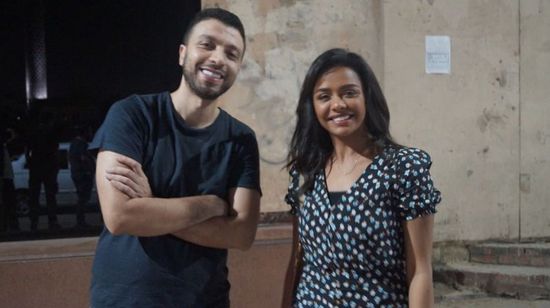 أسماء أبو اليزيد بصحبة أحمد خالد موسي في كواليس "30 مارس"