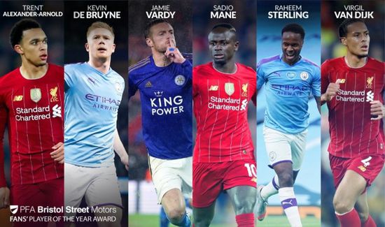 6 لاعبين مرشحين لجائزة أفضل لاعب في الدوري الإنجليزي