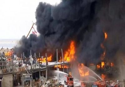 الصليب الأحمر اللبناني: لا إصابات جراء حريق مرفأ بيروت حتى الآن