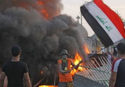 اشتباكات بين المتظاهرين وقوات الأمن العراقية في منطقة العلاوي