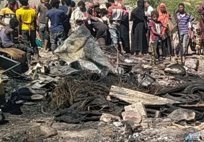 متضررو حريق مساكن المهمشين بردفان يطلبون دعمًا إغاثيًا