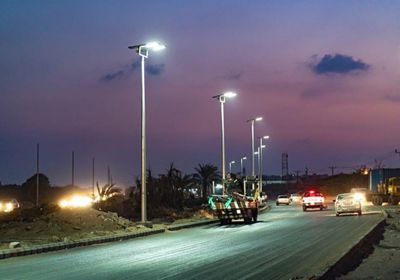 نجاح التشغيل التجريبي لإنارة طريق كالتكس - الحسوة