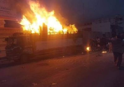 احتراق شاحنة محملة بمشتقات نفطية في صنعاء