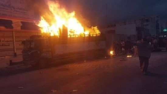 احتراق شاحنة محملة بمشتقات نفطية في صنعاء