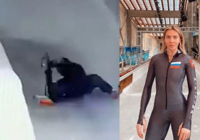 متزحلقة تسخر من نفسها بعد سقوط مؤلم أثناء التدريب