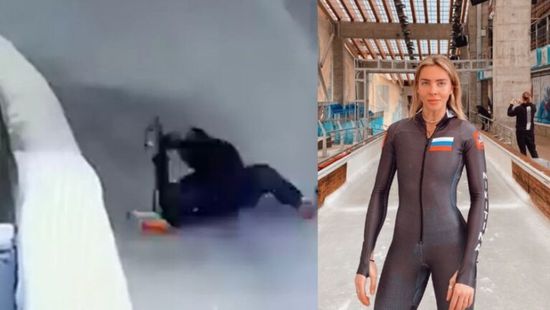 متزحلقة تسخر من نفسها بعد سقوط مؤلم أثناء التدريب