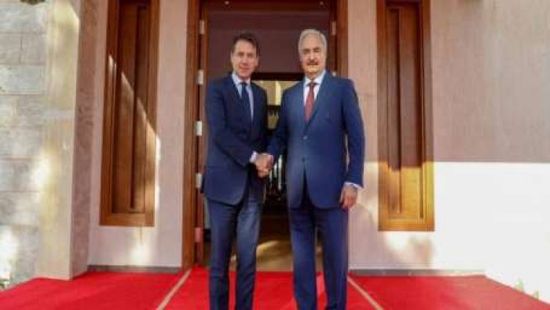 حفتر يبحث مع وفد إيطالي برئاسة كونتي مستجدات الأزمة الليبية