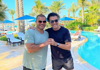 راغب علامة بصحبة عمرو دياب في دبي