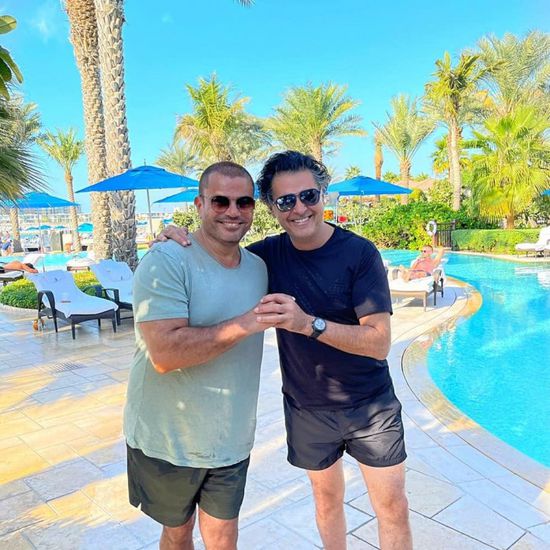 راغب علامة بصحبة عمرو دياب في دبي