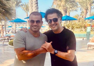 بعد اجتماعهما في دبي.. عمرو دياب لـ رغب علامة :سعيد دائمًا بمقابلتك