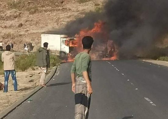 تفحم 7 ركاب في حادث طريق سمارة بإب