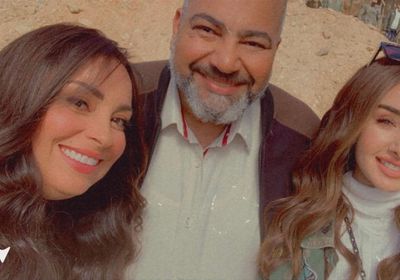 نرمين الفقي مع هنا الزاهد وبيومي فؤاد في كواليس "النمر"